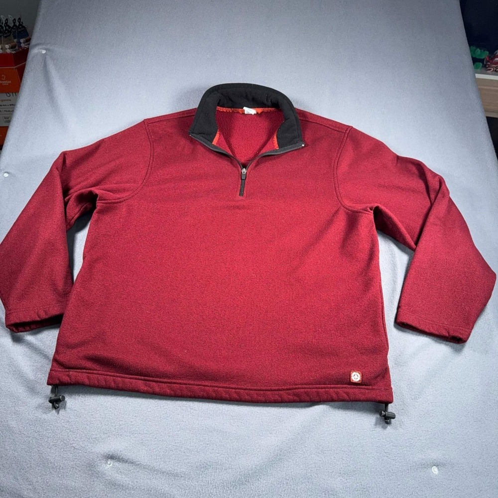 Old Navy Fleece Pullover Mens XL Red 1/4 Zip Sweater Jacket Y2k Style Drawstring